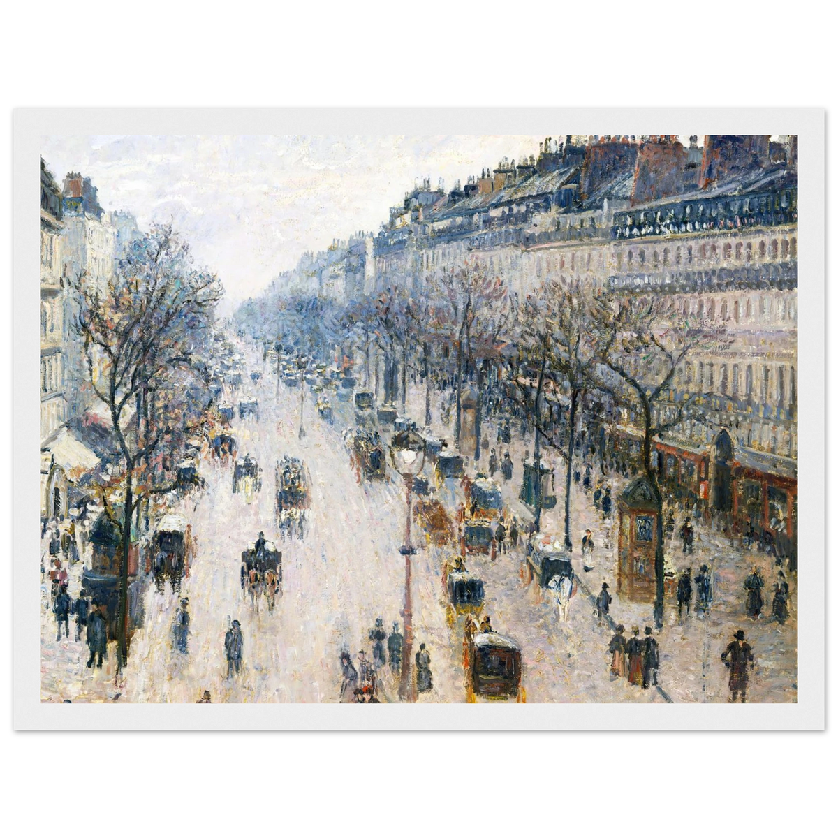 Tableau Boulevard Montmartre, matin d'hiver — Camille Pissarro, tirage cadre blanc | INKONAL