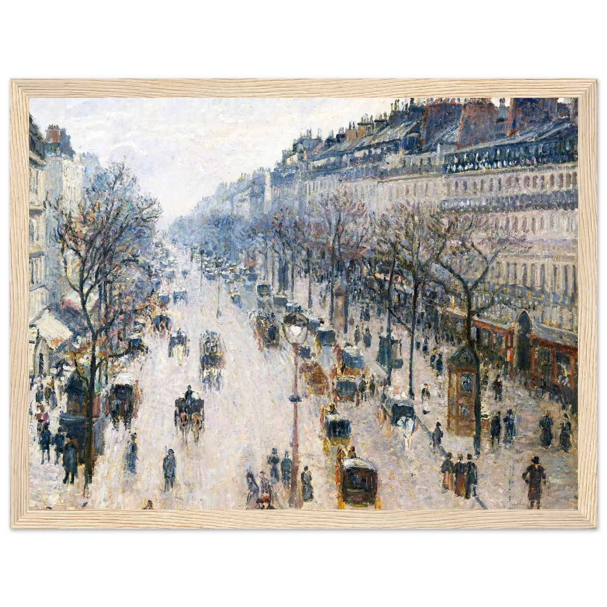 Tableau Boulevard Montmartre, matin d'hiver — Camille Pissarro, tirage cadre bois | INKONAL