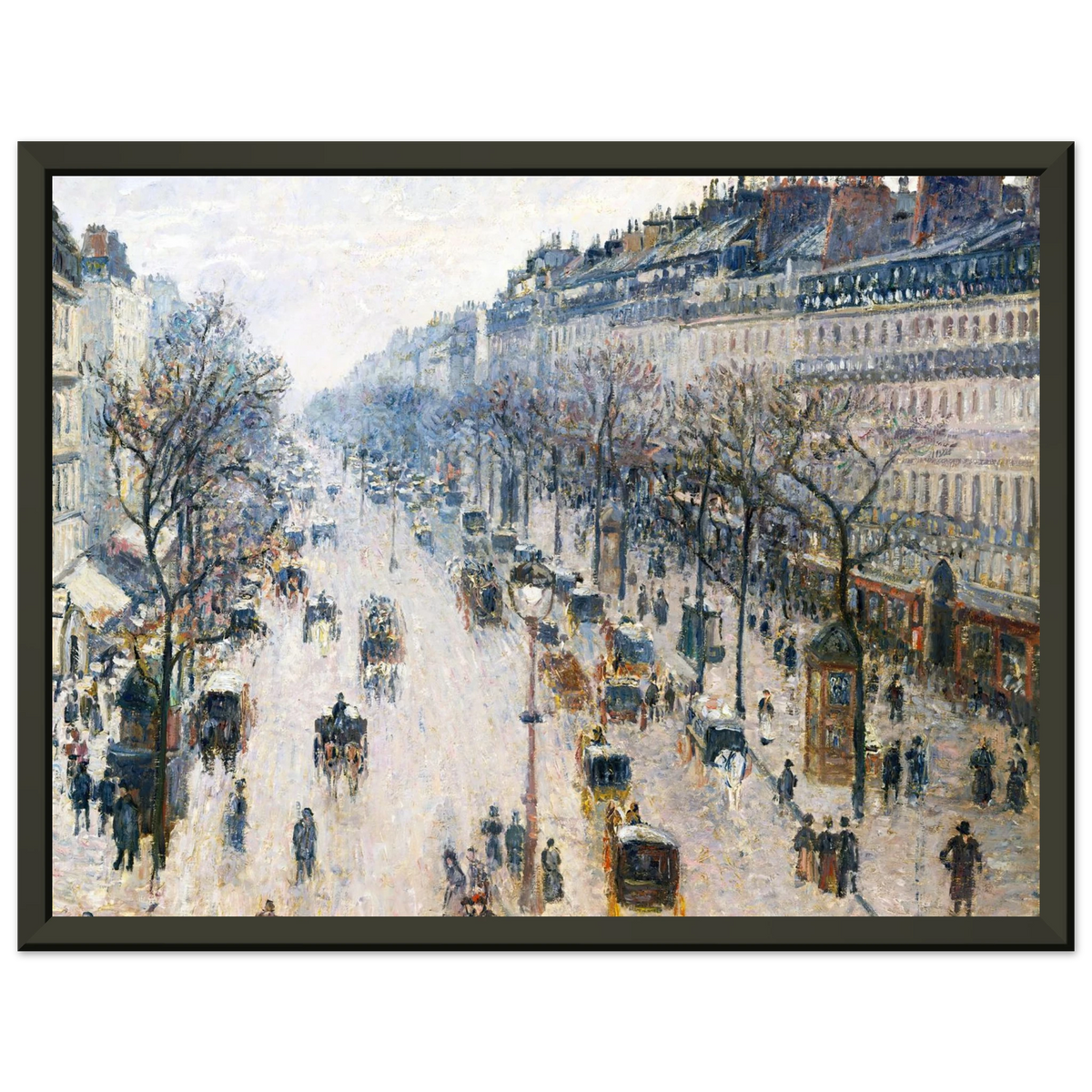 Tableau Boulevard Montmartre, matin d'hiver — Camille Pissarro, tirage cadre noir | INKONAL