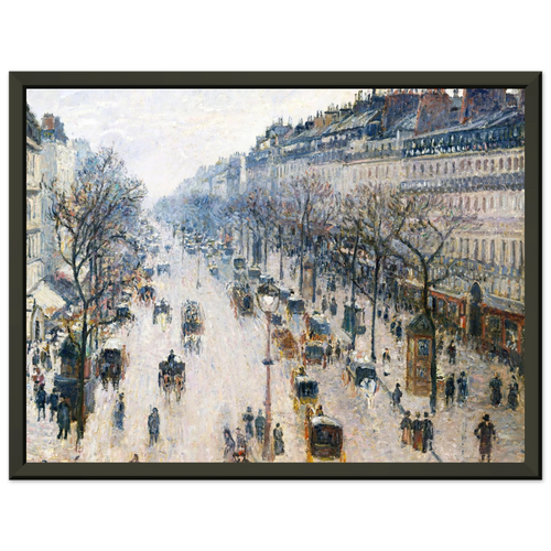 Tableau Boulevard Montmartre, matin d'hiver — Camille Pissarro, tirage cadre noir | INKONAL