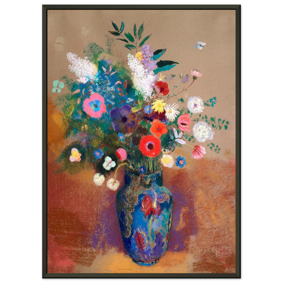 Tableau Bouquet de fleurs — Odilon Redon, tirage encadré cadre noir | INKONAL