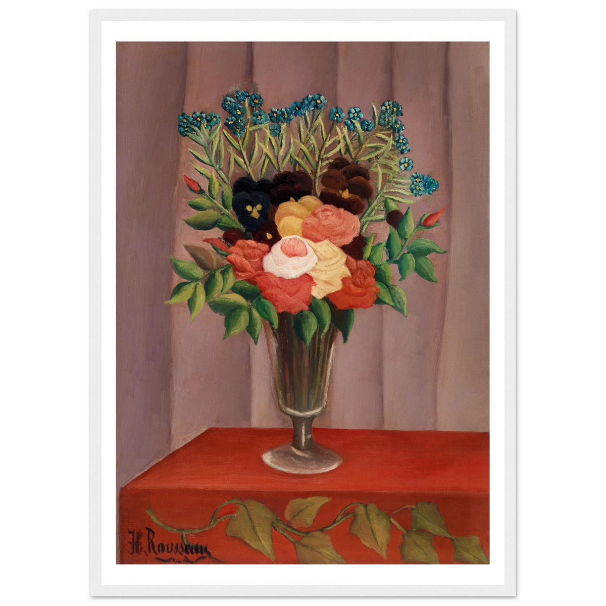Tableau Bouquet de fleurs — Henri Rousseau, tirage cadre blanc | INKONAL