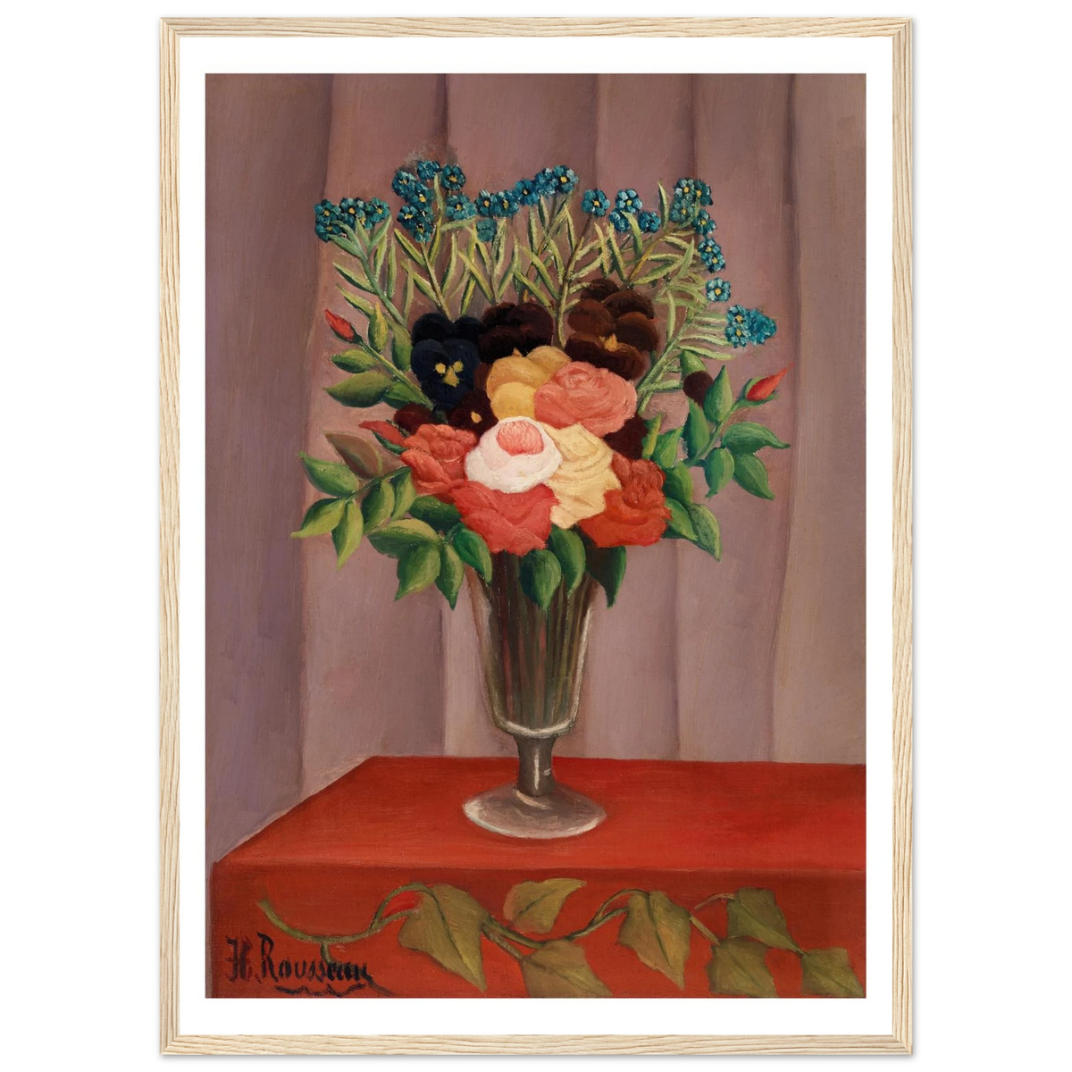 Tableau Bouquet de fleurs — Henri Rousseau, tirage cadre bois | INKONAL