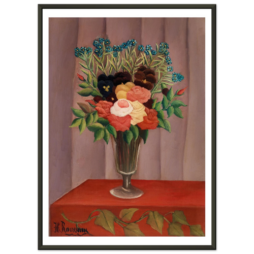 Tableau Bouquet de fleurs — Henri Rousseau, tirage cadre noir | INKONAL