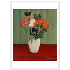 Tableau Bouquet de fleurs aux reines-marguerites et aux tokyos — Henri Rousseau, tirage cadre blanc | INKONAL