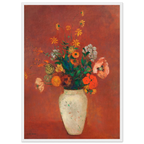 Tableau Bouquet dans un vase chinois — Odilon Redon, tirage encadré cadre blanc | INKONAL