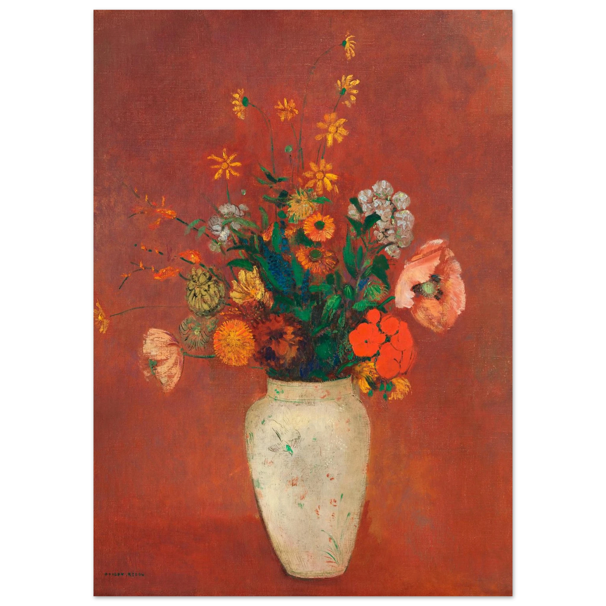Tableau Bouquet dans un vase chinois — Odilon Redon, tirage sans cadre | INKONAL