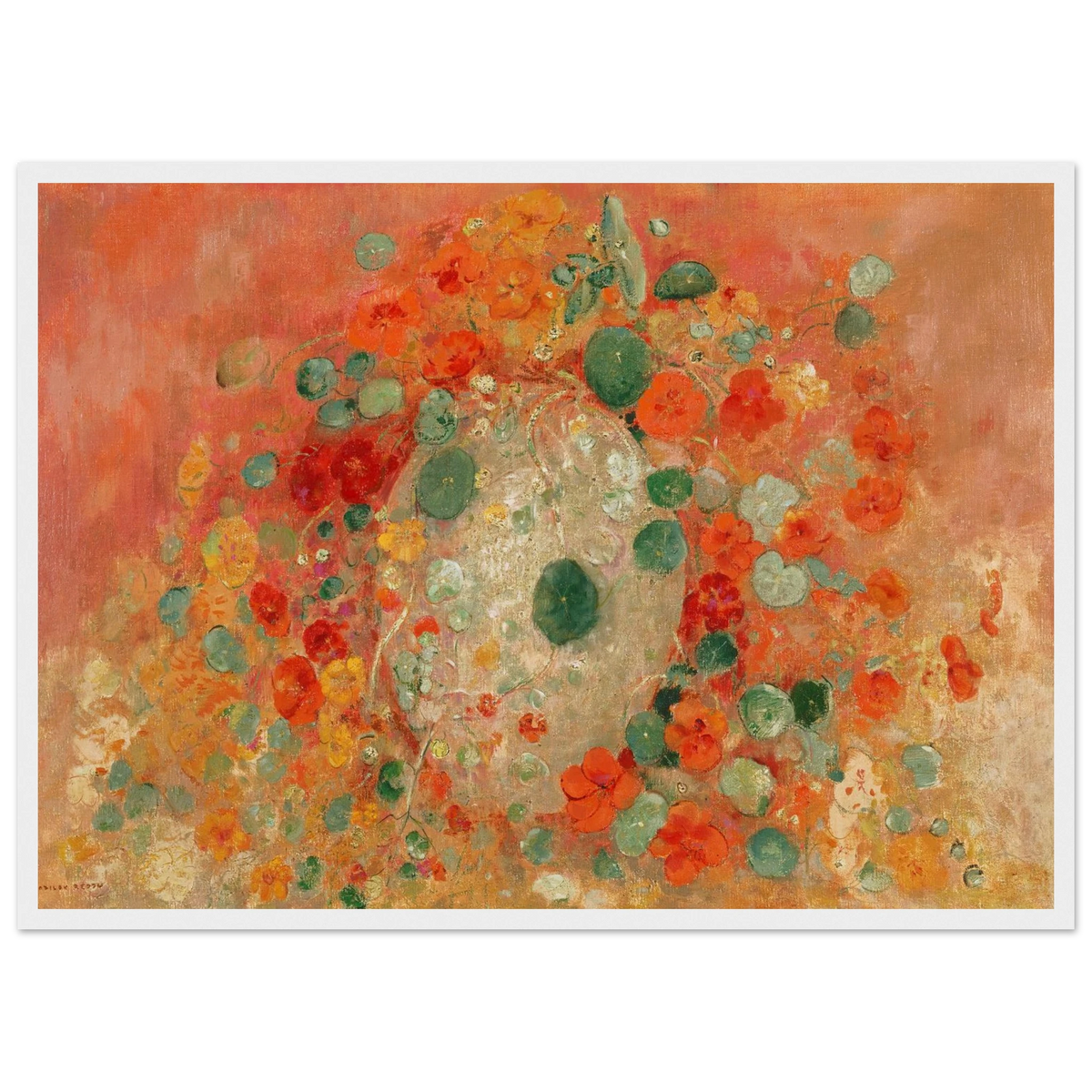 Tableau Capucines — Odilon Redon, tirage encadré cadre blanc | INKONAL