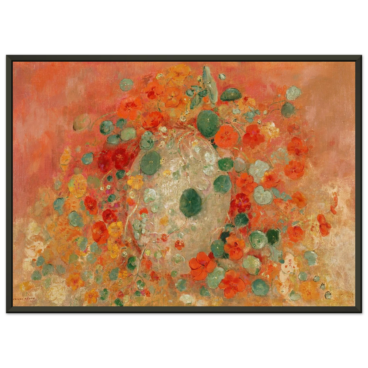 Tableau Capucines — Odilon Redon, tirage encadré cadre noir | INKONAL
