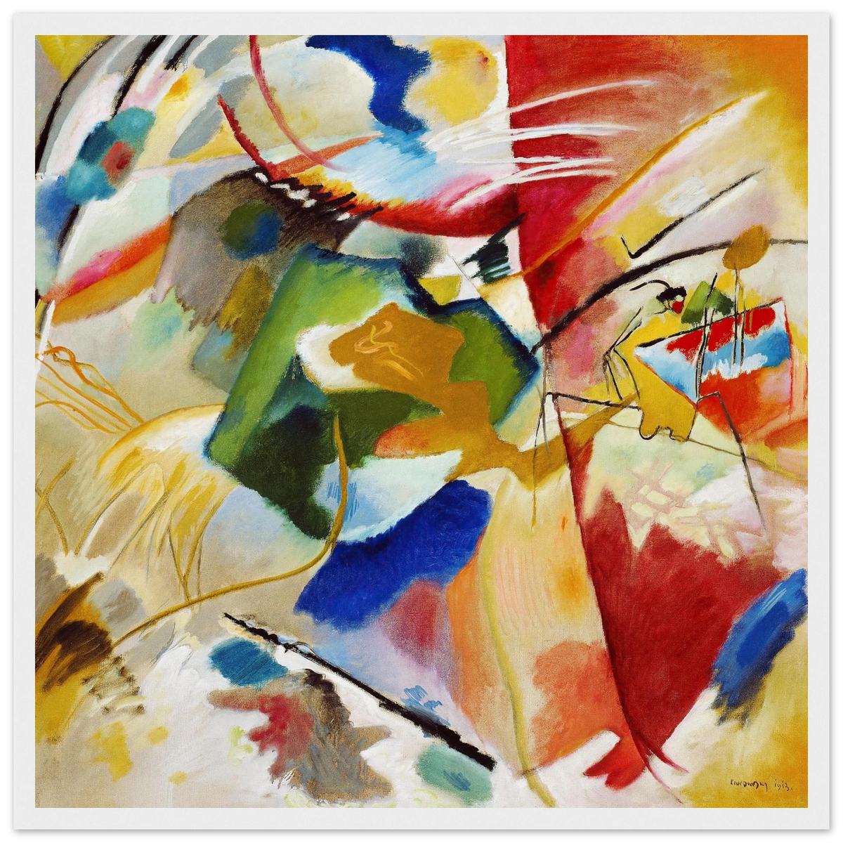 Tableau au centre vert — Wassily Kandinsky, tirage encadré cadre blanc | INKONAL