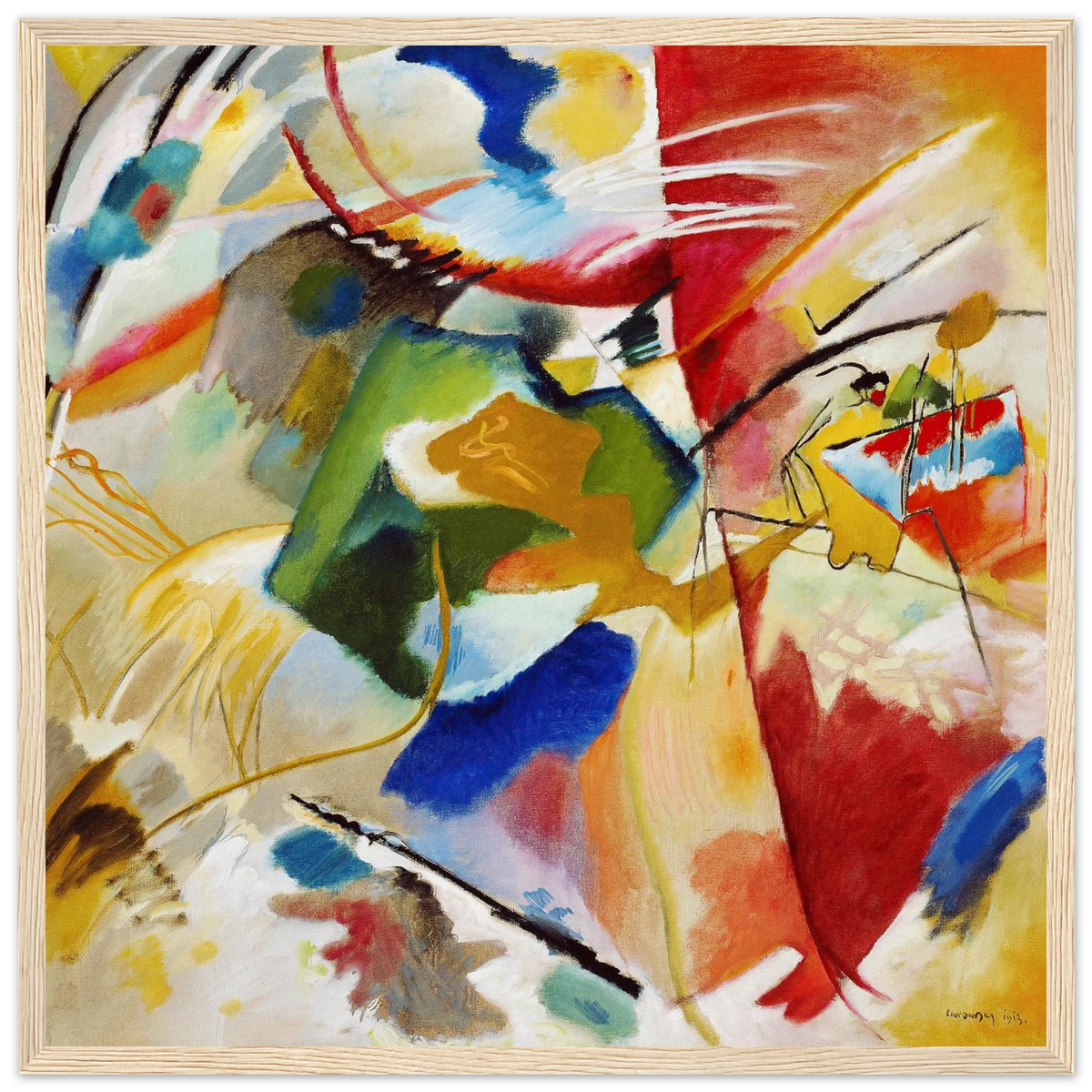 Tableau au centre vert — Wassily Kandinsky, tirage encadré cadre bois | INKONAL