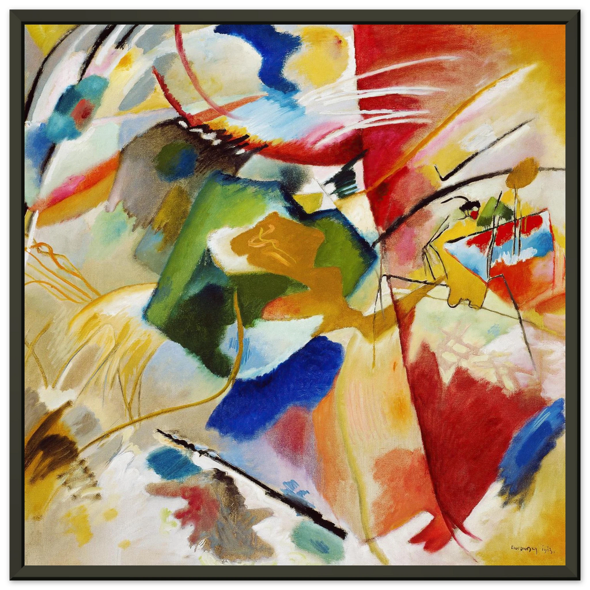 Tableau au centre vert — Wassily Kandinsky, tirage encadré cadre noir | INKONAL