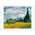 Tableau Champ de blé aux cyprès — Vincent van Gogh, tirage cadre blanc | INKONAL