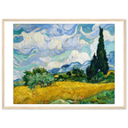 Tableau Champ de blé aux cyprès — Vincent van Gogh, tirage cadre bois | INKONAL