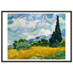 Tableau Champ de blé aux cyprès — Vincent van Gogh, tirage cadre noir | INKONAL