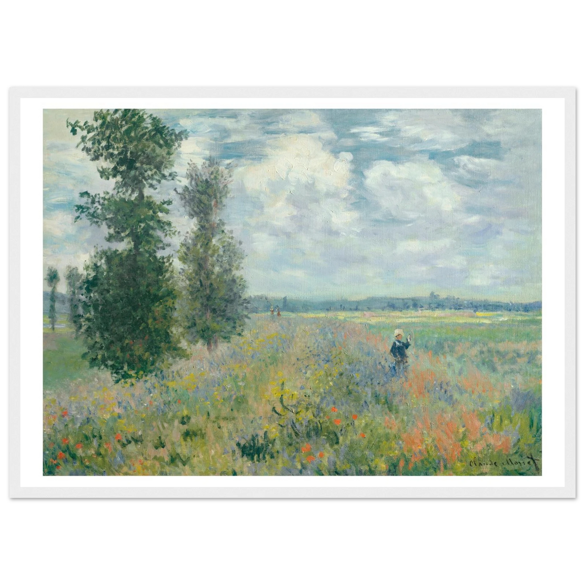 Tableau Champ de coquelicots, environs d'Argenteuil — Claude Monet, tirage cadre blanc | INKONAL