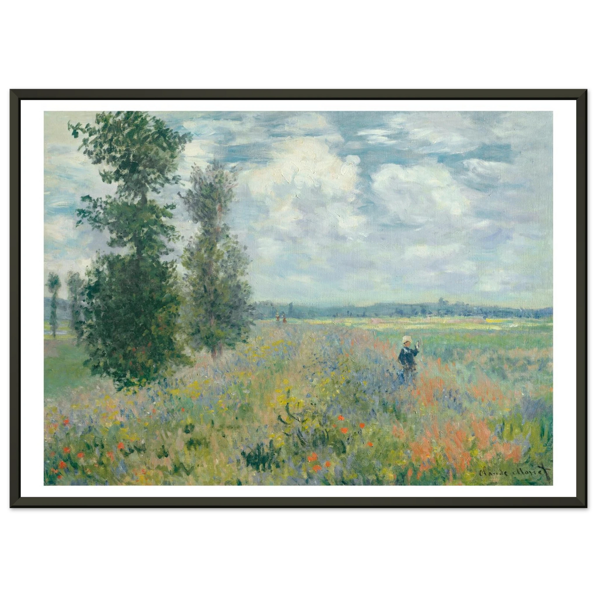 Tableau Champ de coquelicots, environs d'Argenteuil — Claude Monet, tirage cadre noir | INKONAL