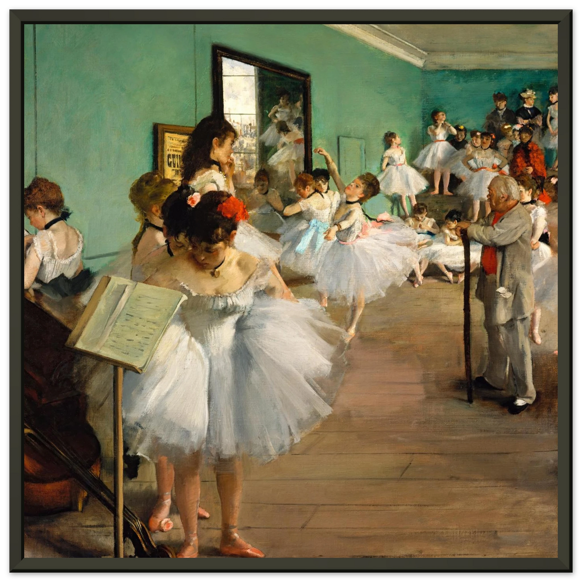Tableau La Classe de danse — Edgar Degas, tirage encadré cadre noir | INKONAL
