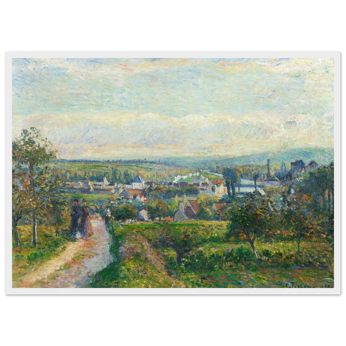 Tableau La Côte du Jallais, Pontoise — Camille Pissarro, tirage cadre blanc | INKONAL