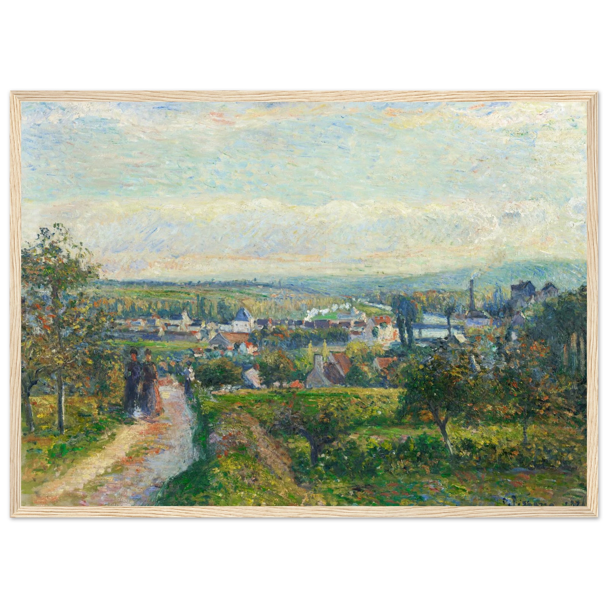 Tableau La Côte du Jallais, Pontoise — Camille Pissarro, tirage cadre bois | INKONAL
