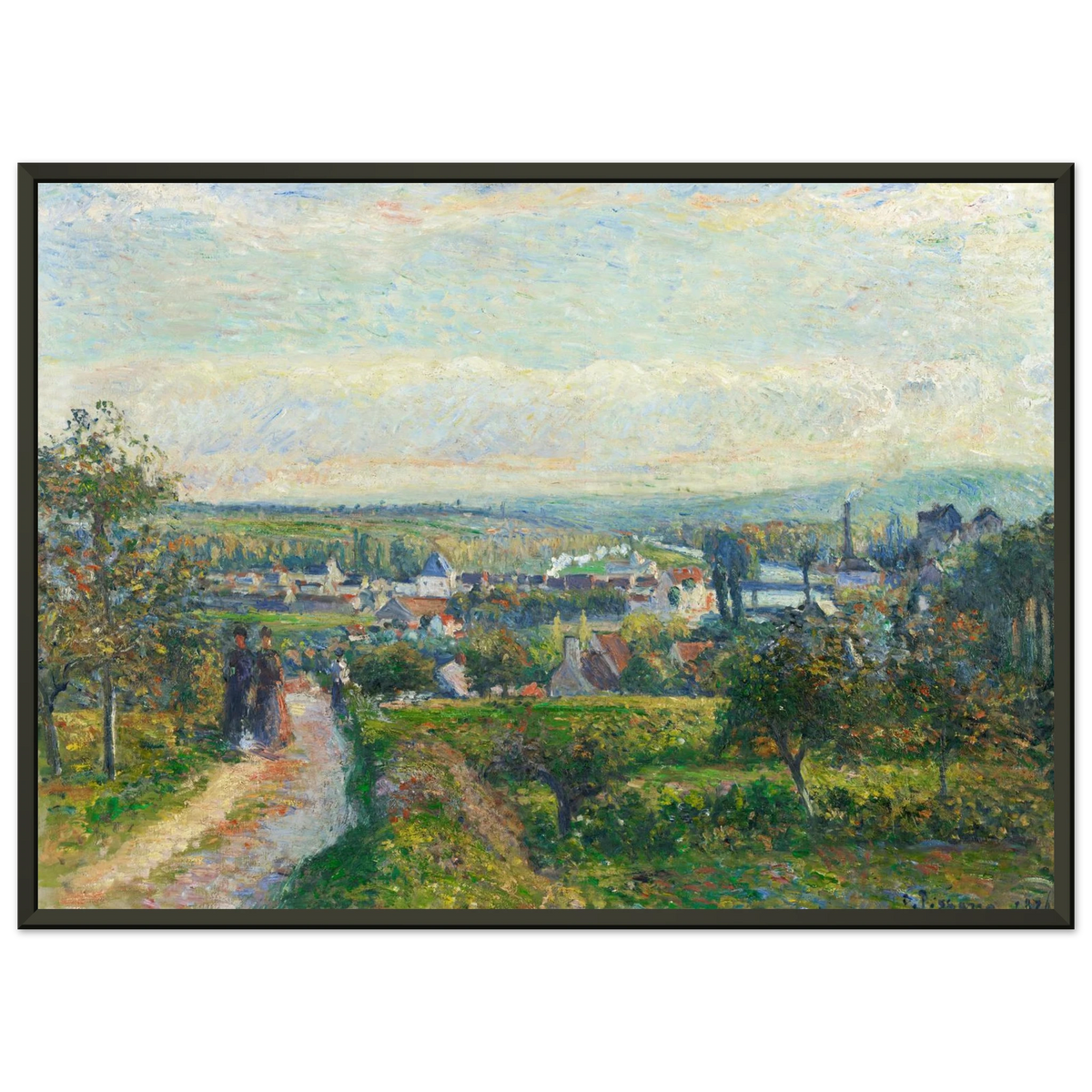Tableau La Côte du Jallais, Pontoise — Camille Pissarro, tirage cadre noir | INKONAL