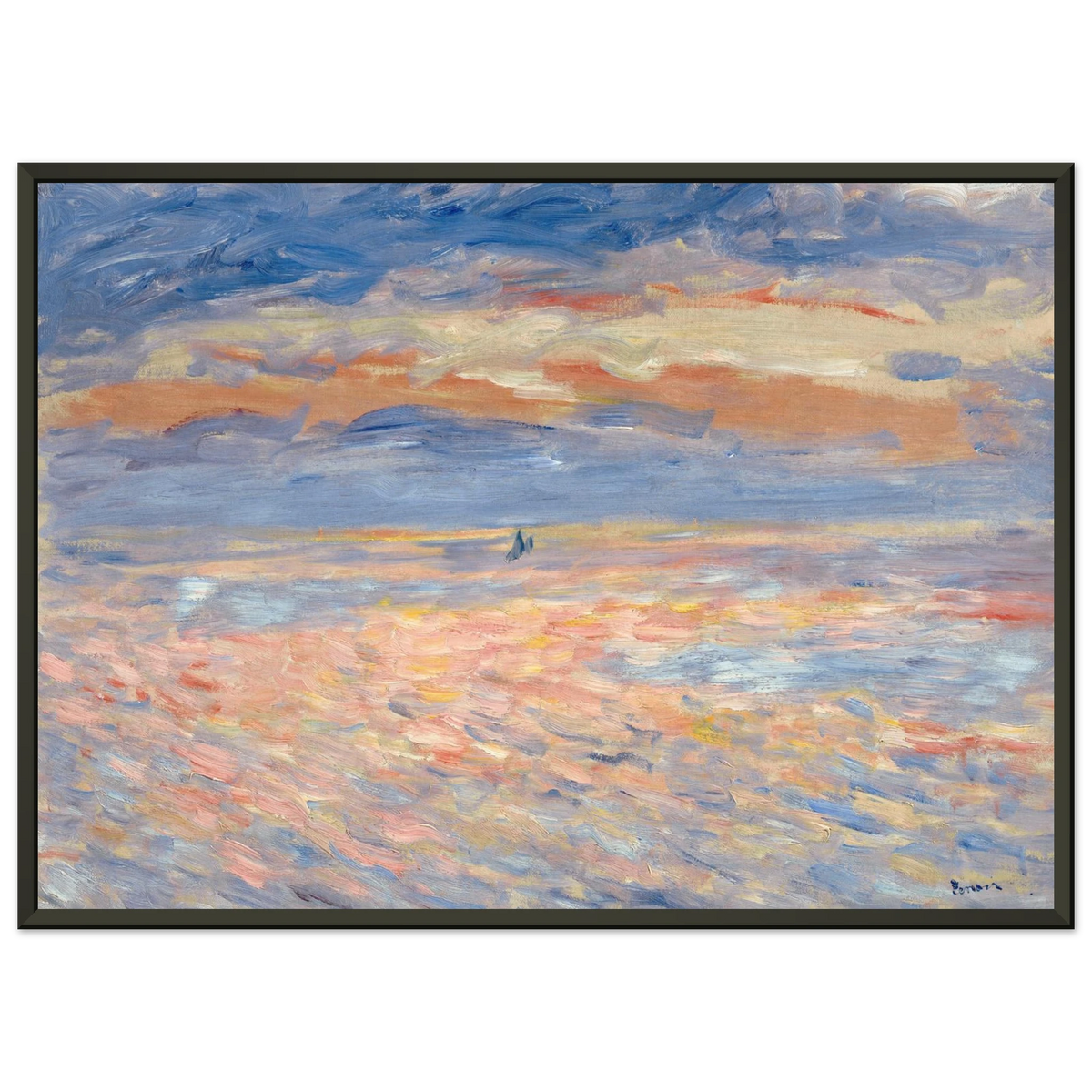 Tableau Coucher de soleil sur la mer — Pierre-Auguste Renoir, tirage cadre noir | INKONAL