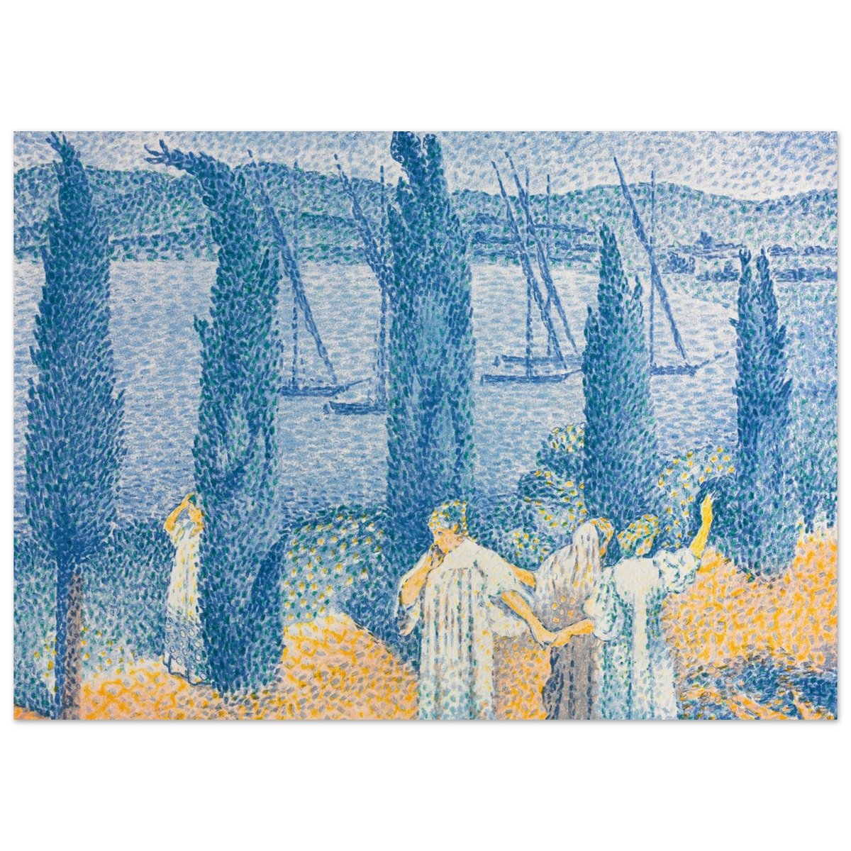 Tableau La Promenade (Paysage aux cyprès) — Henri-Edmond Cross, tirage sans cadre | INKONAL