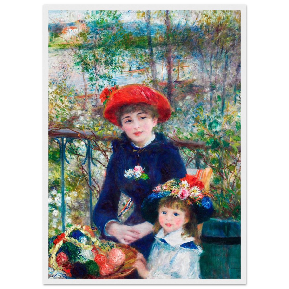 Tableau Deux sœurs (Sur la terrasse) — Pierre-Auguste Renoir, tirage cadre blanc | INKONAL