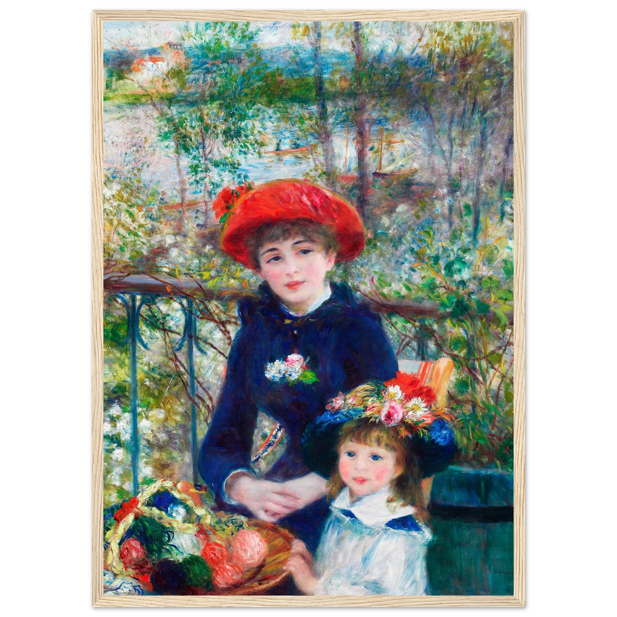 Tableau Deux sœurs (Sur la terrasse) — Pierre-Auguste Renoir, tirage cadre bois | INKONAL