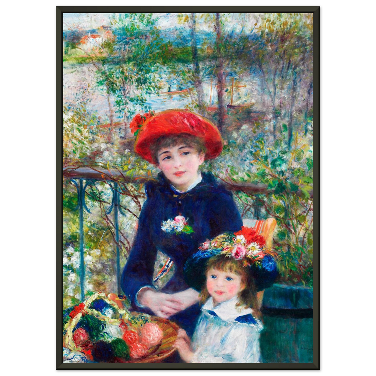 Tableau Deux sœurs (Sur la terrasse) — Pierre-Auguste Renoir, tirage cadre noir | INKONAL