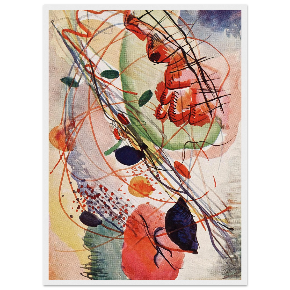 Tableau Étude en aquarelle — Wassily Kandinsky, tirage encadré cadre blanc | INKONAL