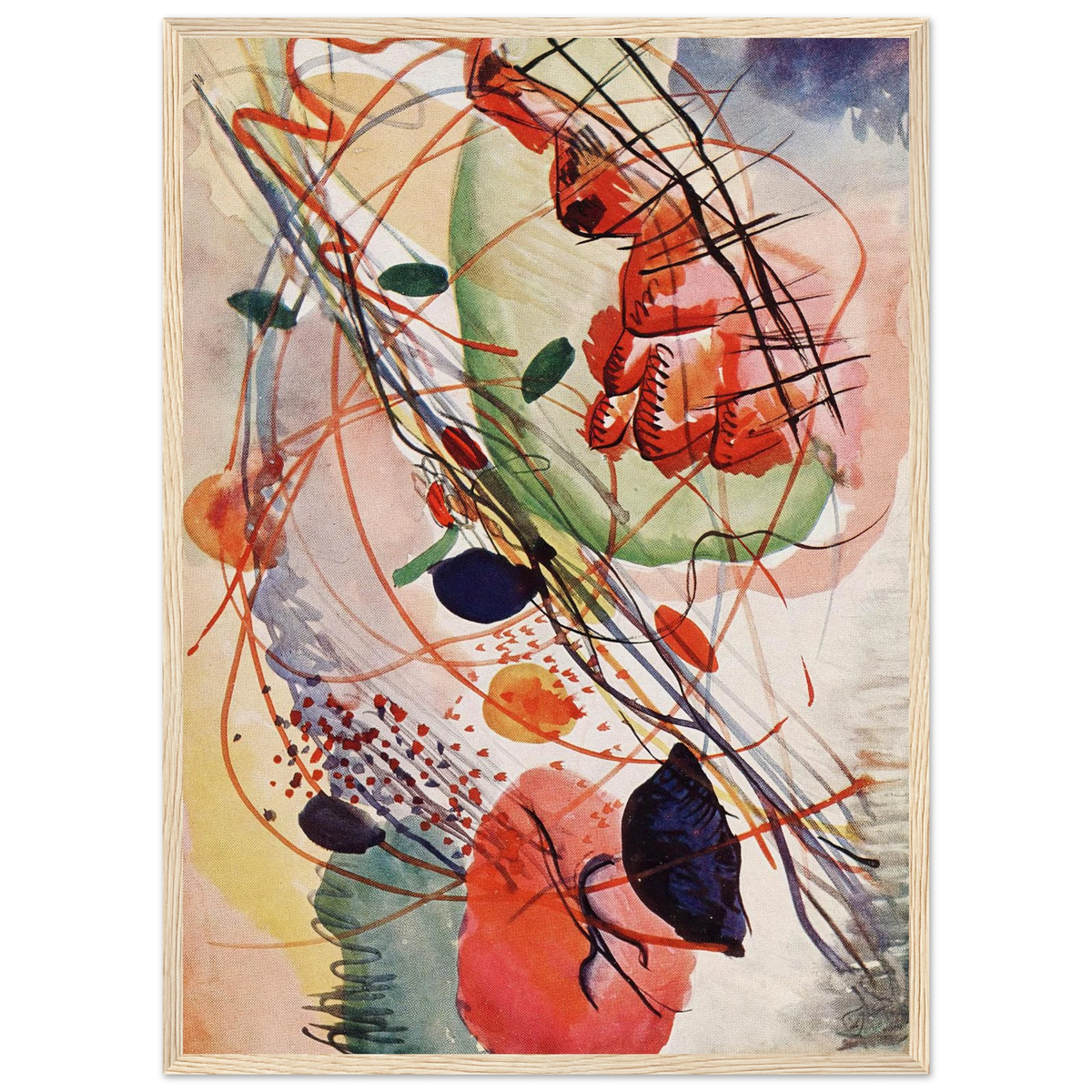 Tableau Étude en aquarelle — Wassily Kandinsky, tirage encadré cadre bois | INKONAL