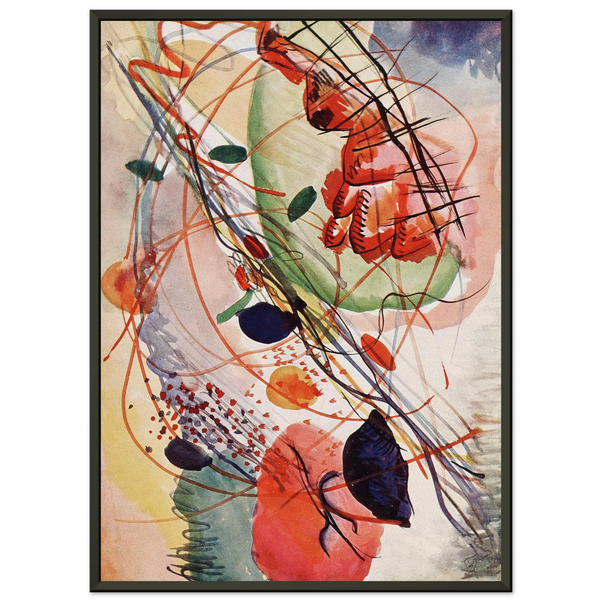 Tableau Étude en aquarelle — Wassily Kandinsky, tirage encadré cadre noir | INKONAL