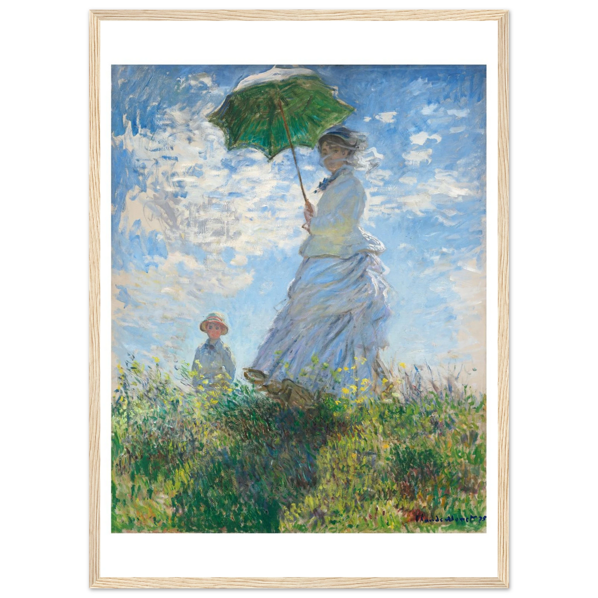 Tableau Femme à l'ombrelle, Madame Monet et son fils — Claude Monet, tirage cadre bois | INKONAL