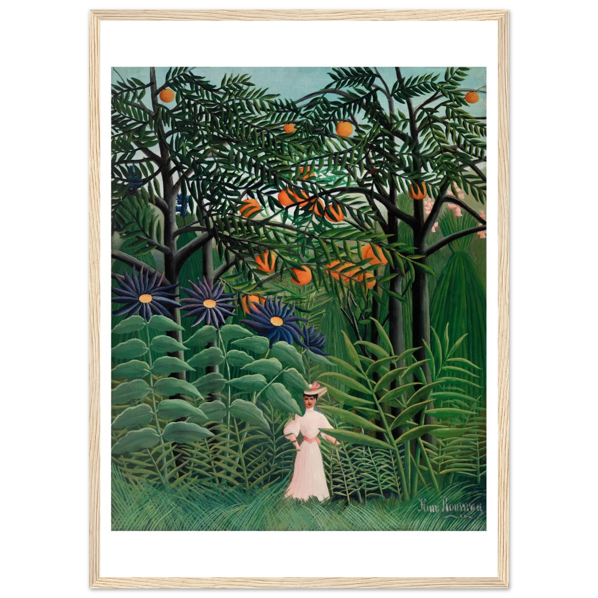 Tableau Femme se promenant dans une forêt exotique — Henri Rousseau, tirage encadré cadre bois | INKONAL