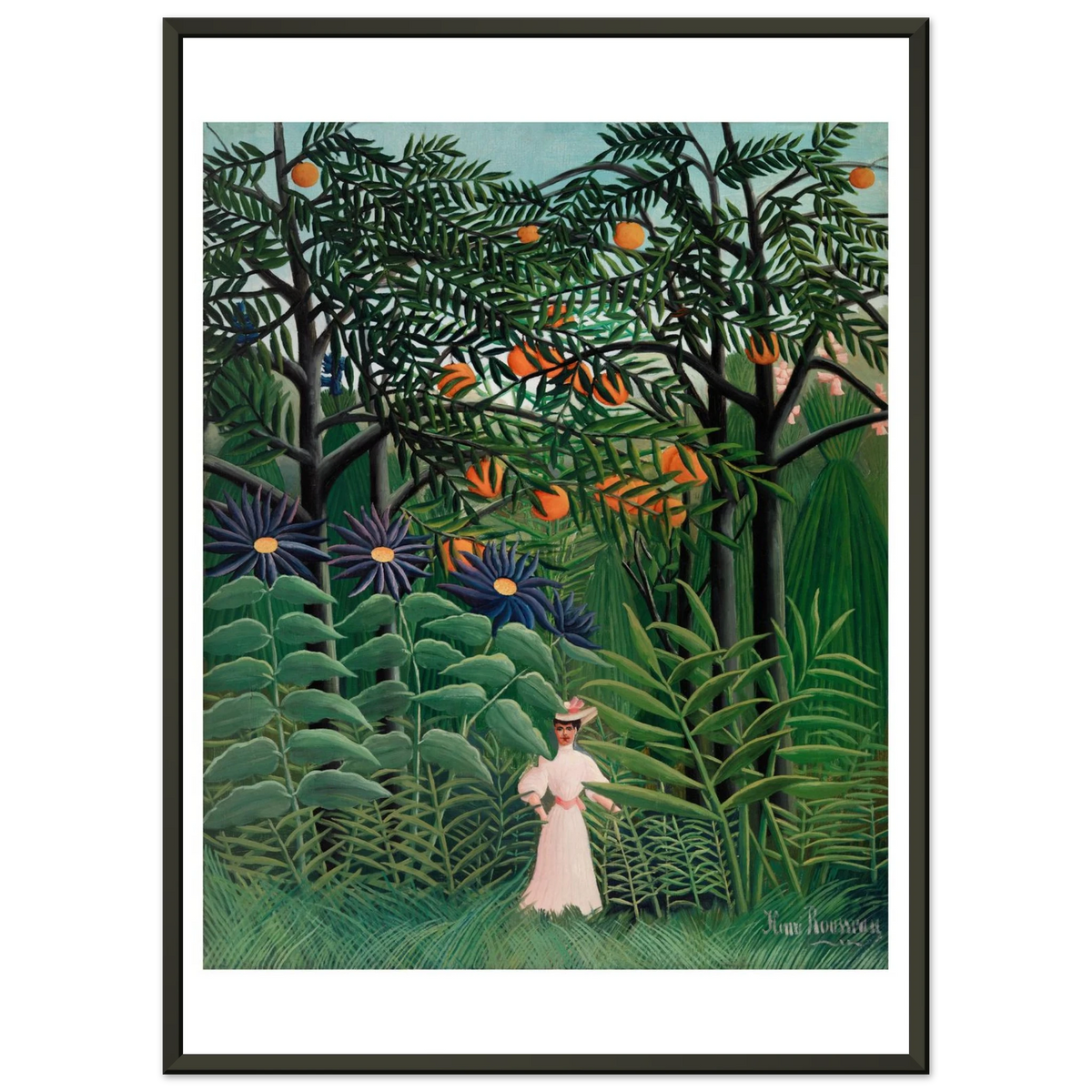 Tableau Femme se promenant dans une forêt exotique — Henri Rousseau, tirage encadré cadre noir | INKONAL