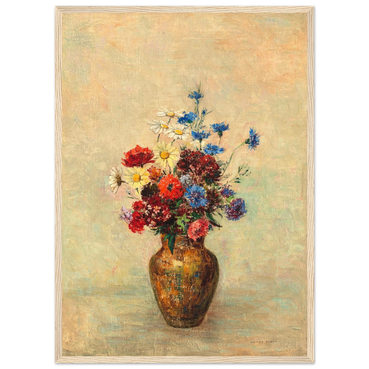 Tableau Fleurs dans un vase — Odilon Redon, tirage encadré cadre bois | INKONAL