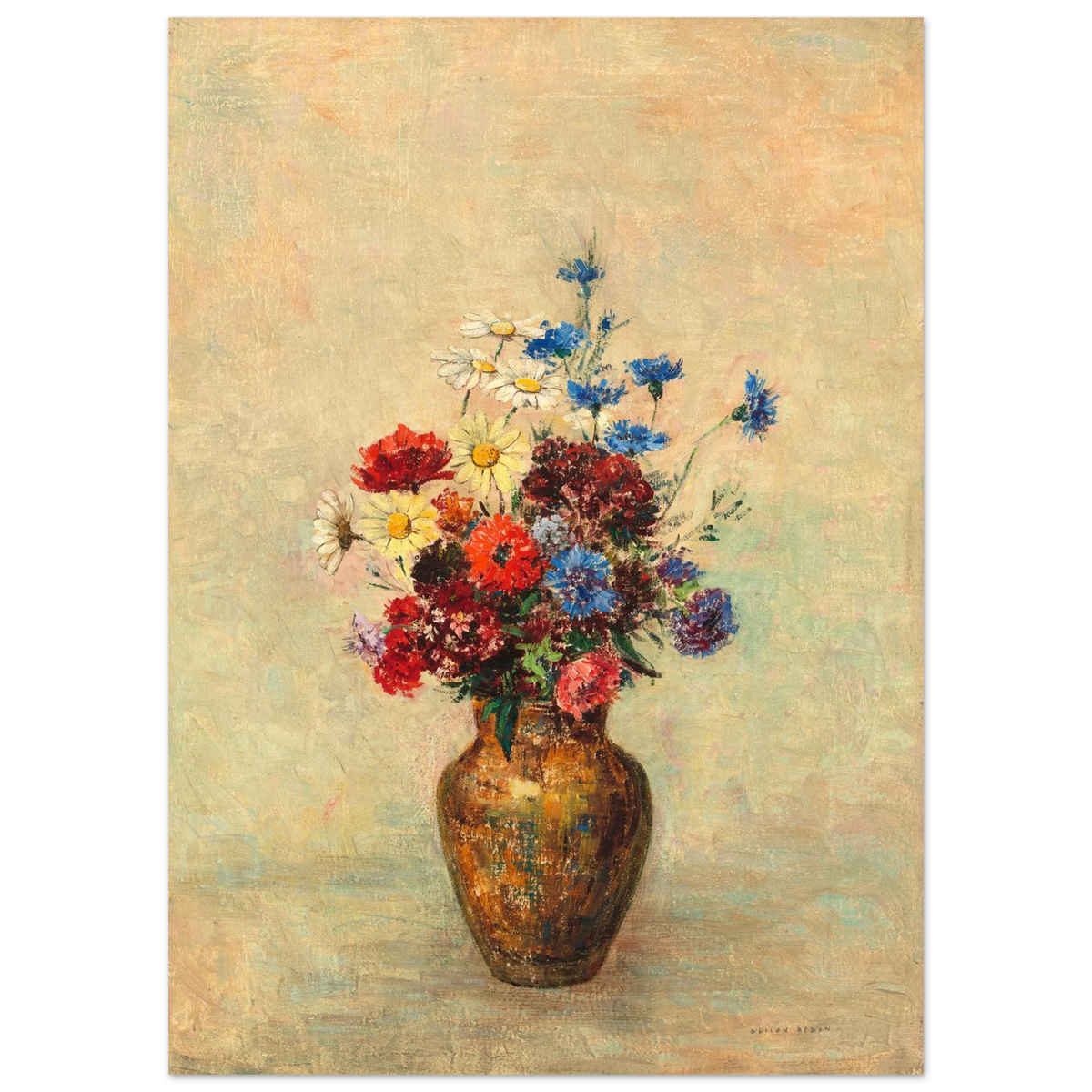 Tableau Fleurs dans un vase — Odilon Redon, tirage sans cadre | INKONAL