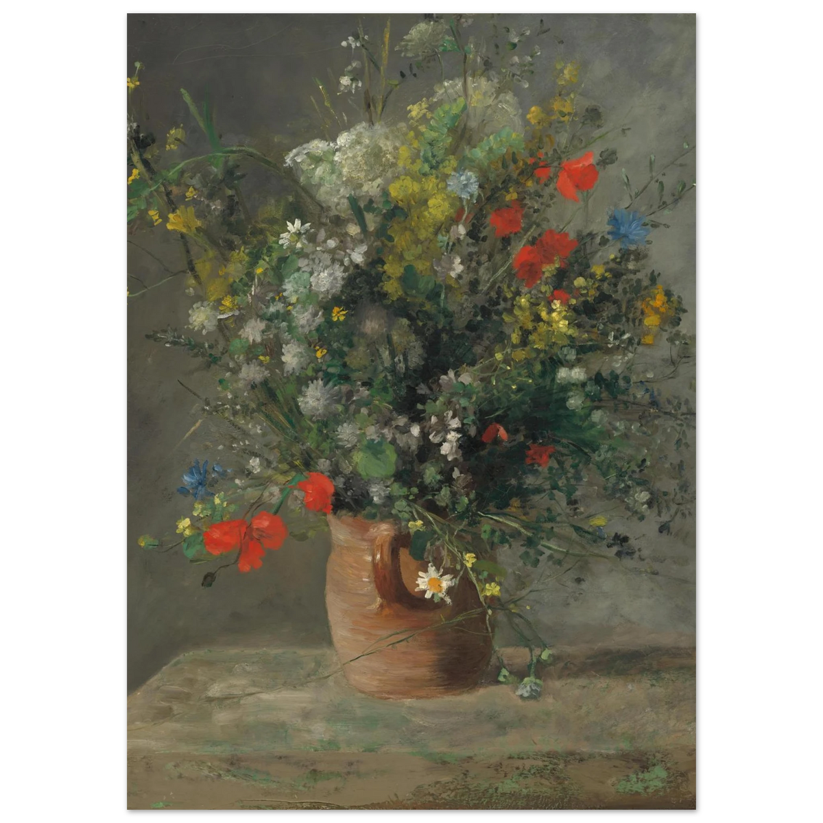 Tableau Fleurs mêlées dans un pot de terre cuite — Pierre-Auguste Renoir, tirage sans cadre | INKONAL