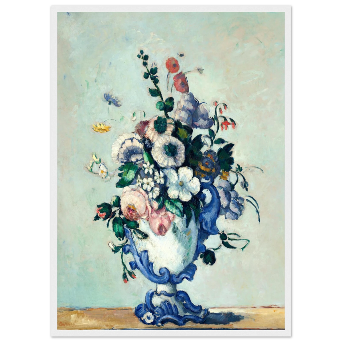 Tableau Fleurs dans un vase rococo — Paul Cézanne, tirage cadre blanc | INKONAL