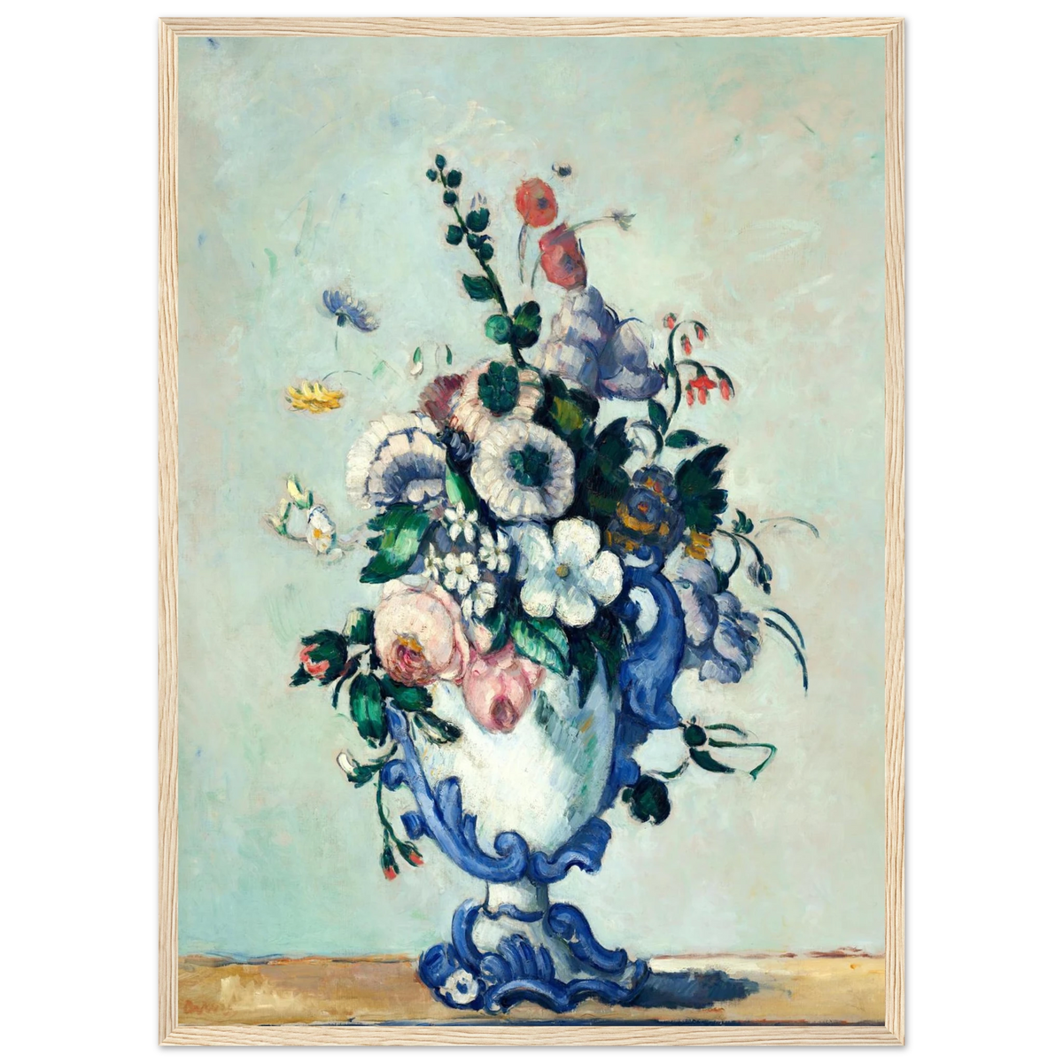 Tableau Fleurs dans un vase rococo — Paul Cézanne, tirage cadre bois | INKONAL