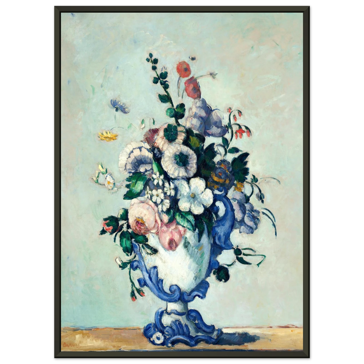Tableau Fleurs dans un vase rococo — Paul Cézanne, tirage cadre noir | INKONAL