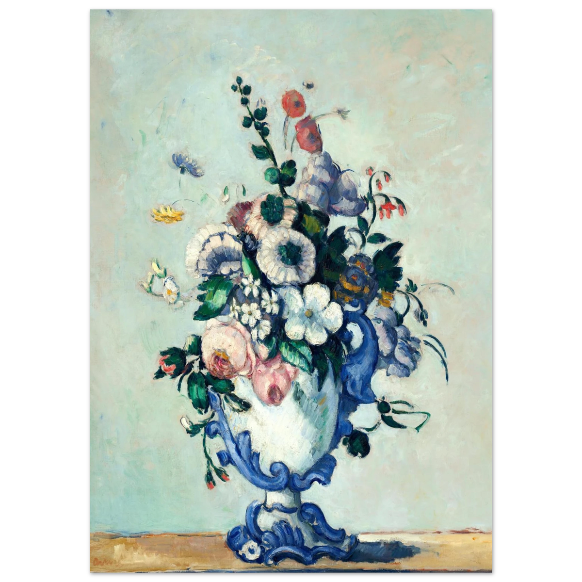 Tableau Fleurs dans un vase rococo — Paul Cézanne, tirage sans cadre | INKONAL