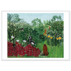 Tableau Forêt tropicale avec singes — Henri Rousseau, tirage encadré cadre blanc | INKONAL