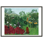Tableau Forêt tropicale avec singes — Henri Rousseau, tirage encadré cadre noir | INKONAL