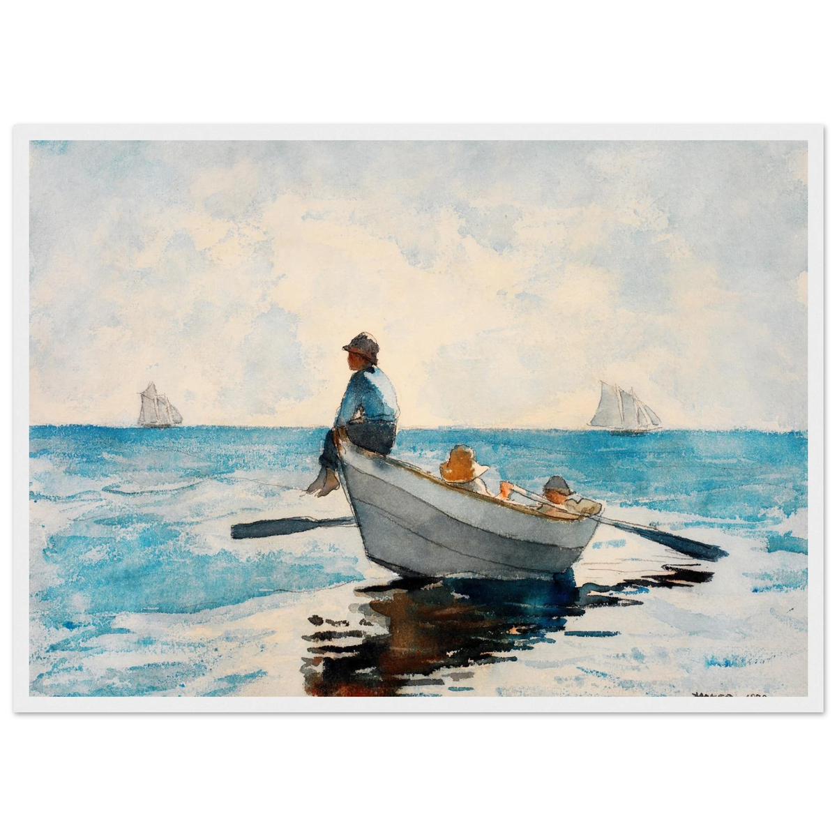 Tableau Garçons dans un doris — Winslow Homer, tirage cadre blanc | INKONAL