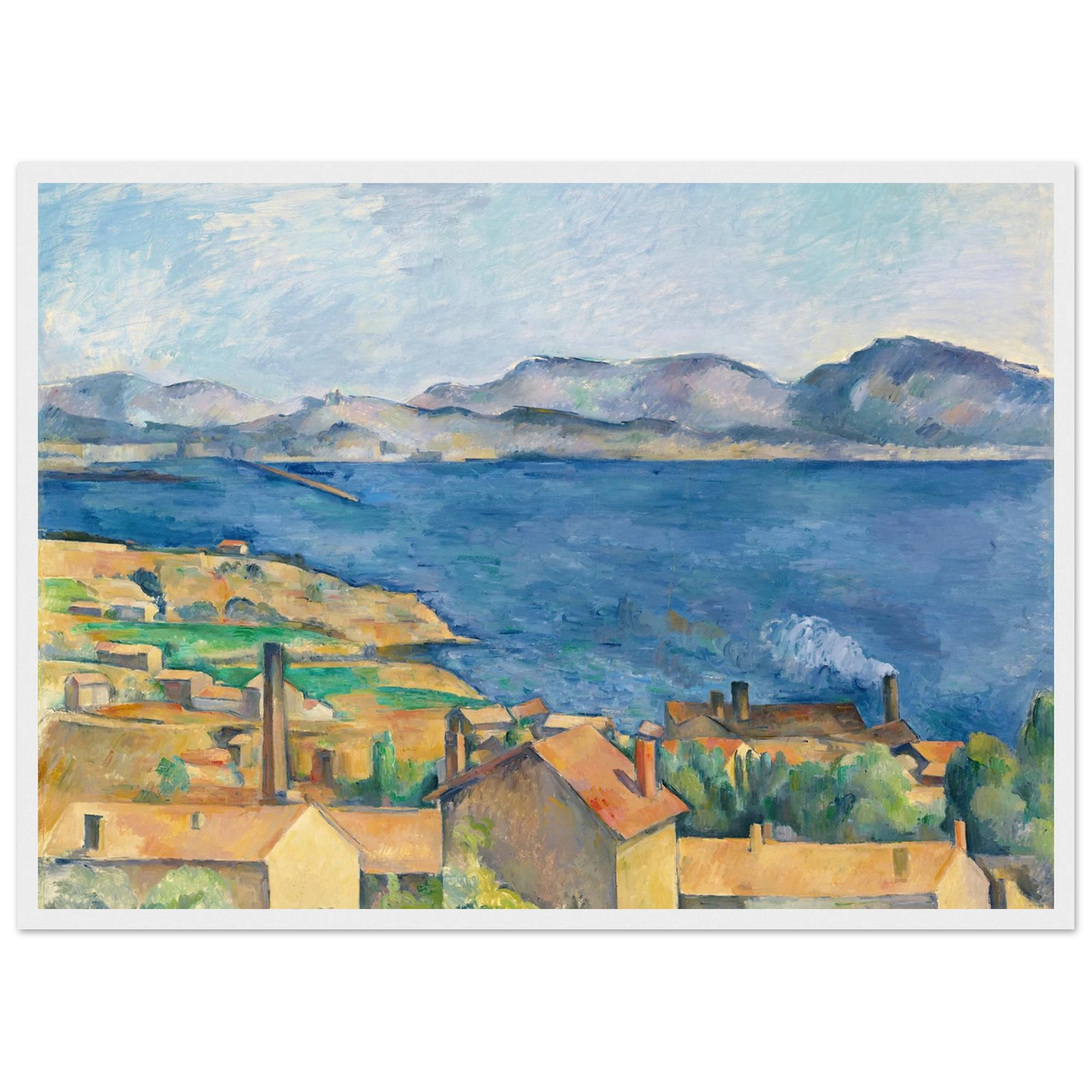 Tableau Le Golfe de Marseille vu de L'Estaque — Paul Cézanne, tirage cadre blanc | INKONAL