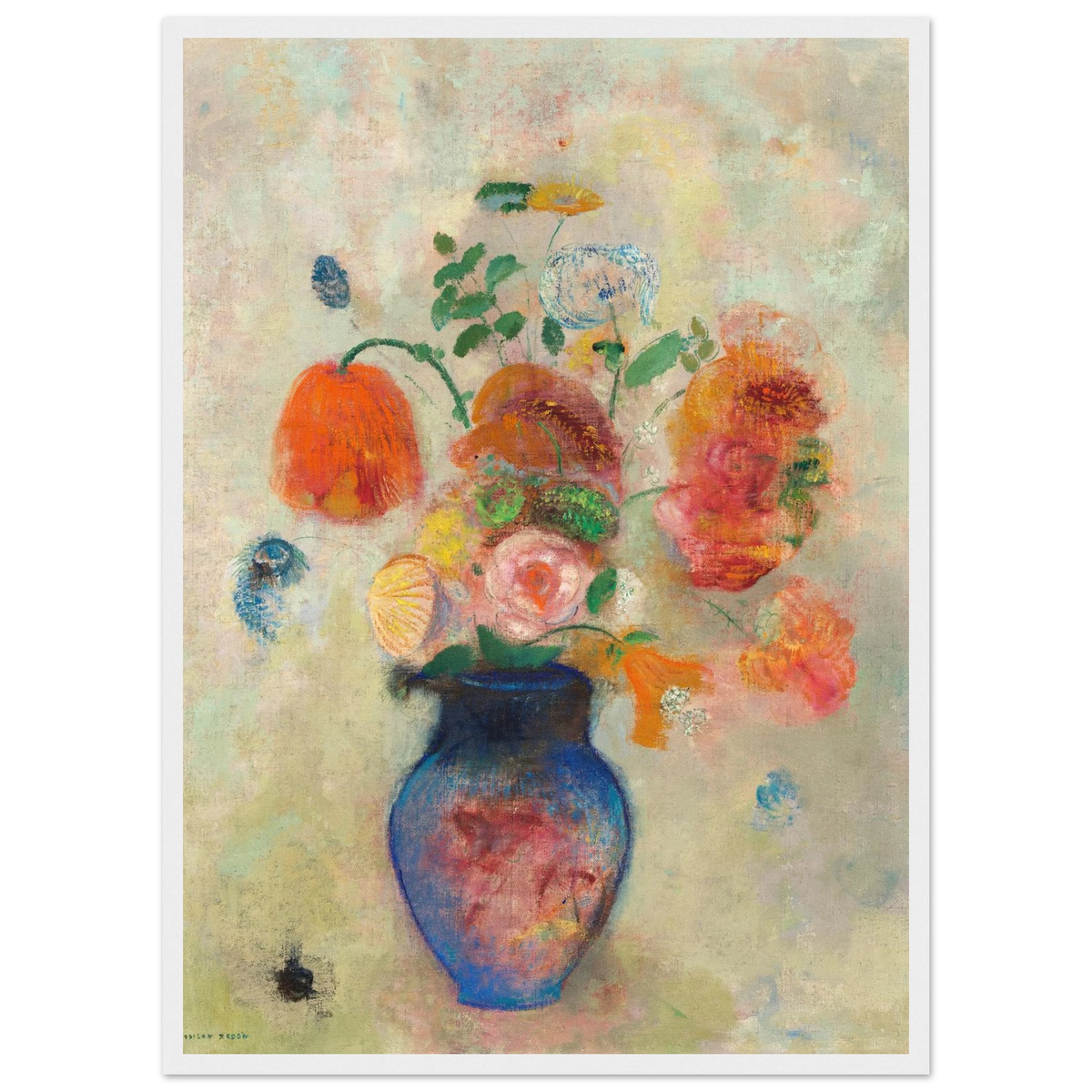 Tableau Grand vase de fleurs — Odilon Redon, tirage encadré cadre blanc | INKONAL