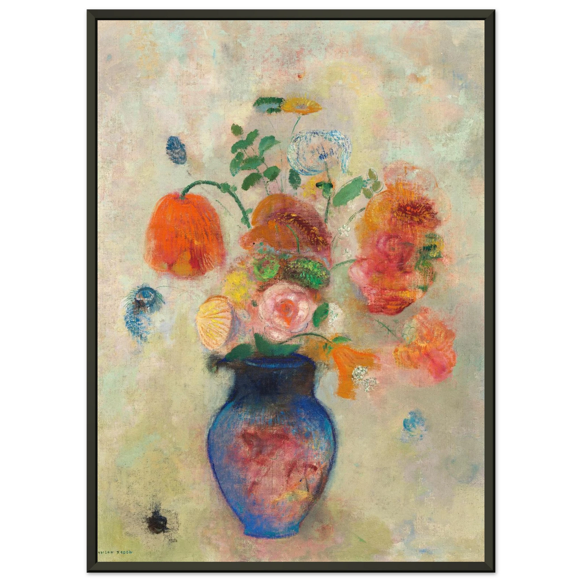 Tableau Grand vase de fleurs — Odilon Redon, tirage encadré cadre noir | INKONAL