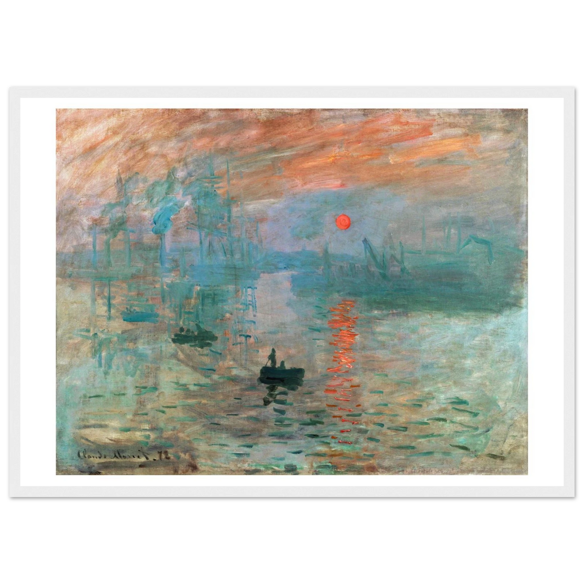 Tableau Impression, soleil levant — Claude Monet, tirage cadre blanc | INKONAL